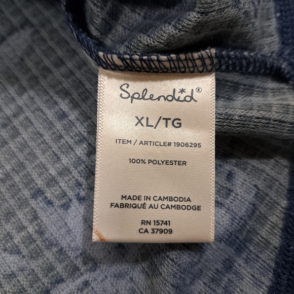 Splendid 2 Piece Pajama Set Blue Floral Top And Pant Size XL Waffle Knit NWOT - Picture 7 of 13